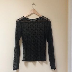 Zara Stars Mesh Top in Black